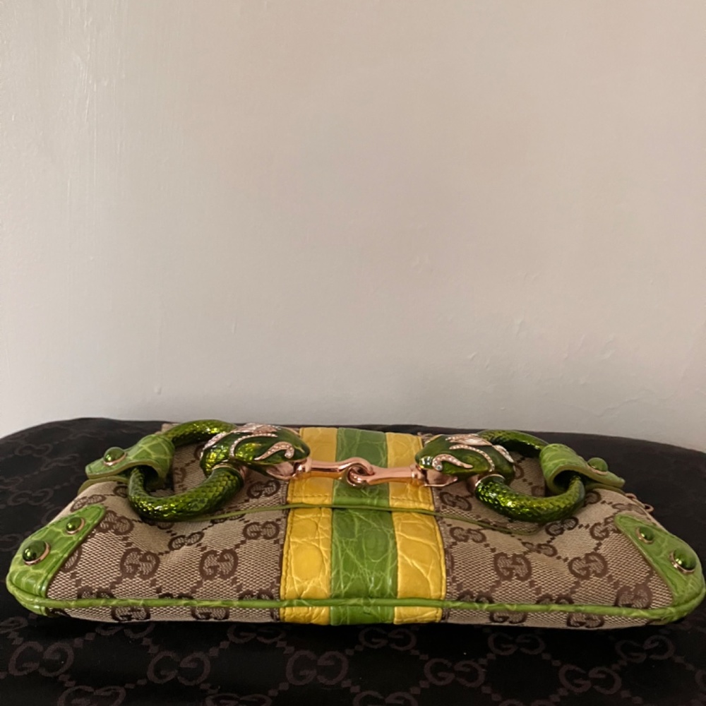 Very rare, vintage Gucci alligator and monogram canvas clutch - Picture 5 of 8